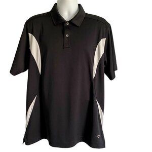 Callaway Mens Short Sleeve Polyester Black Gray Polo Shirt XL